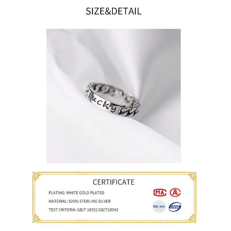 925 Sterling Zilveren Open Ringen Voor Vrouwen Vintage Lucky Stijl Dame Voorkomen Allergie Sterling-Zilver-Sieraden