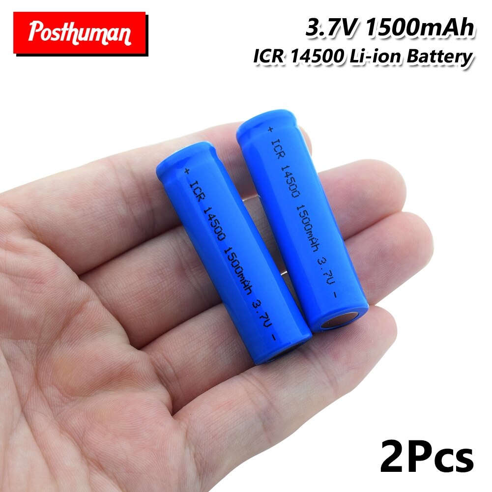 1/2/4/6/8/10Pcs ICR 14500 Li-ion Rechargeable Batteries 3.7V 1500mAh Lithium Battery Replacement For Torch Power Bank Flashlight: 2 pieces