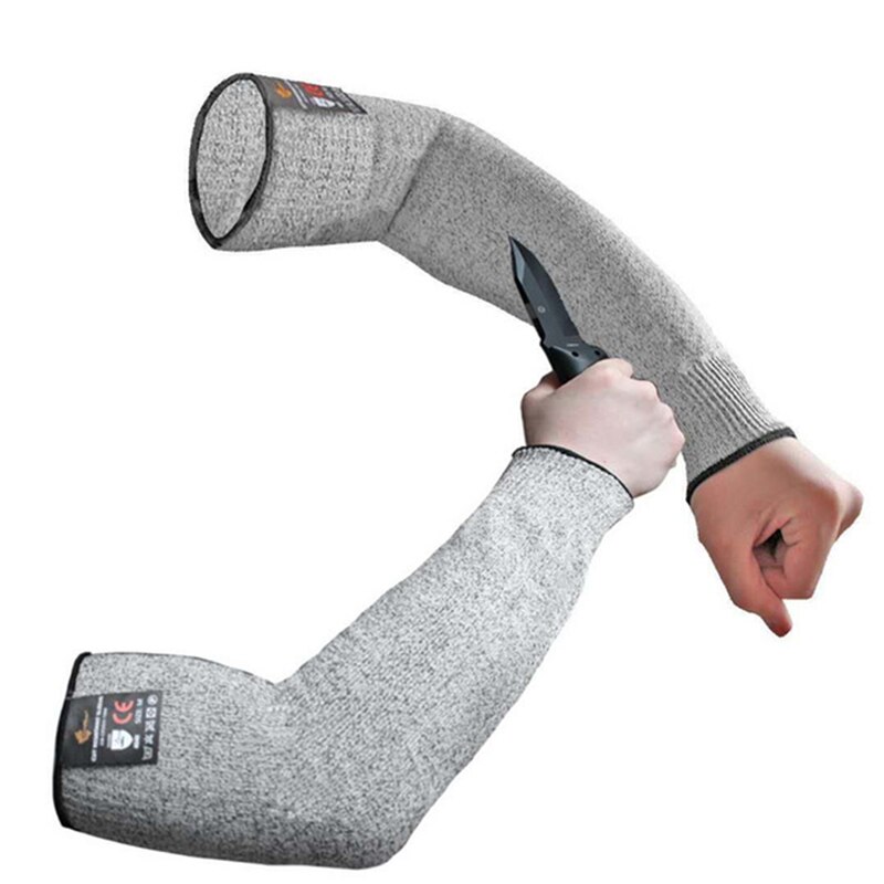 1Pc Level 5 HPPE Cut Resistant Anti-Puncture Work Protection Arm Sleeve Cover: Straight 45cm
