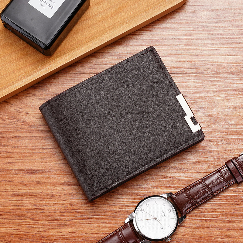 Men Multifunctional Leather Wallet Leisure Travel Lightweight Portable Short Style All Match Male Credit Card Holder Coin Purse: black