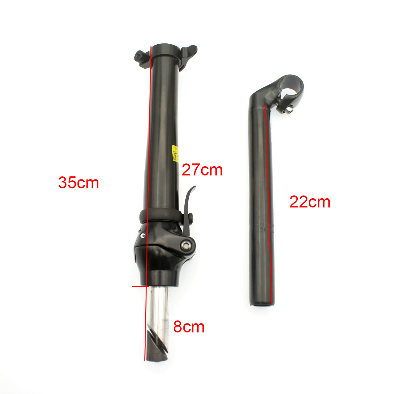 Vástago de manillar de bicicleta eléctrica, accesorio de aleación de aluminio para Scooter plegable, 22,2/25,4mm x 380mm