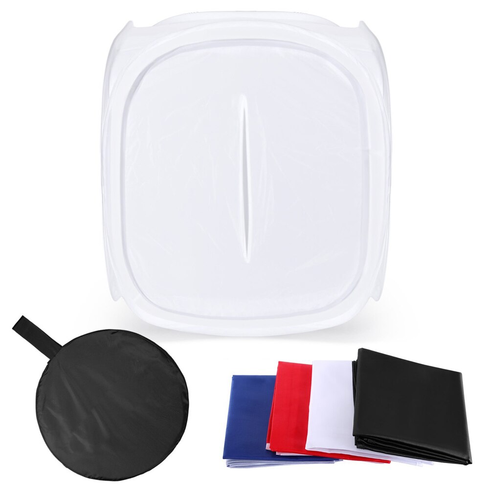 24x24 inch/60x60 cm Photo Studio Shooting Tent Light Diffusion Soft Box Kit with 4 Colors Backdrops for Photography