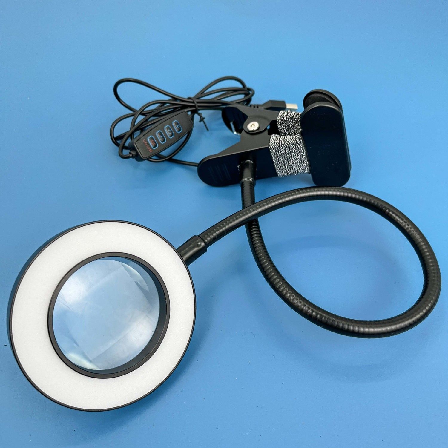 Loupe à Clip 10X avec motif de lampe, broderie de manucure et de cils, lampe spéciale pour Salon de beauté, noir et blanc, argent: Black