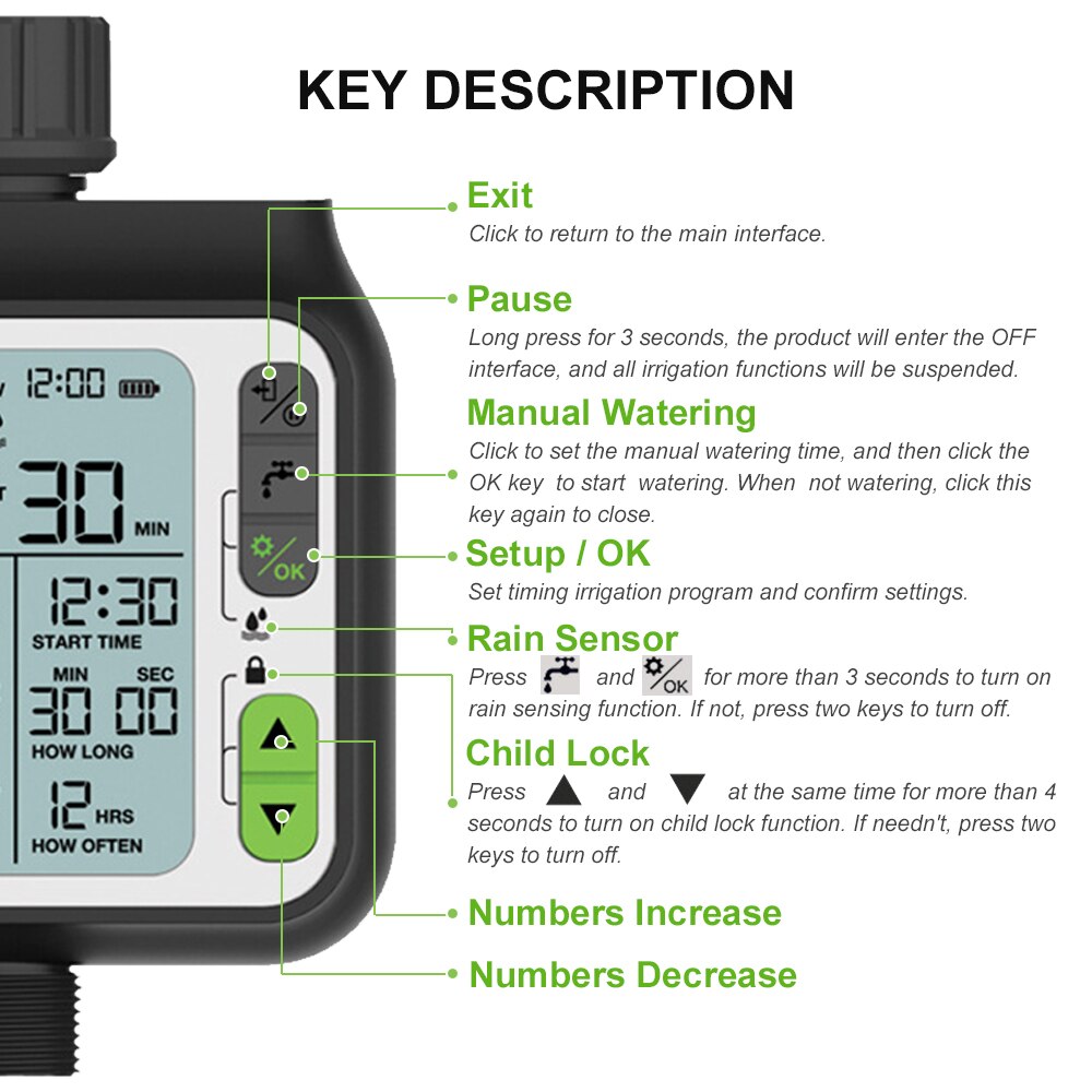 Programmierbare BT Wasser Timer Schlauch Wasserhahn Timer Outdoor-Batterie Betrieben Wasser Flow Meter Automatische Bewässerung Sprinkler System
