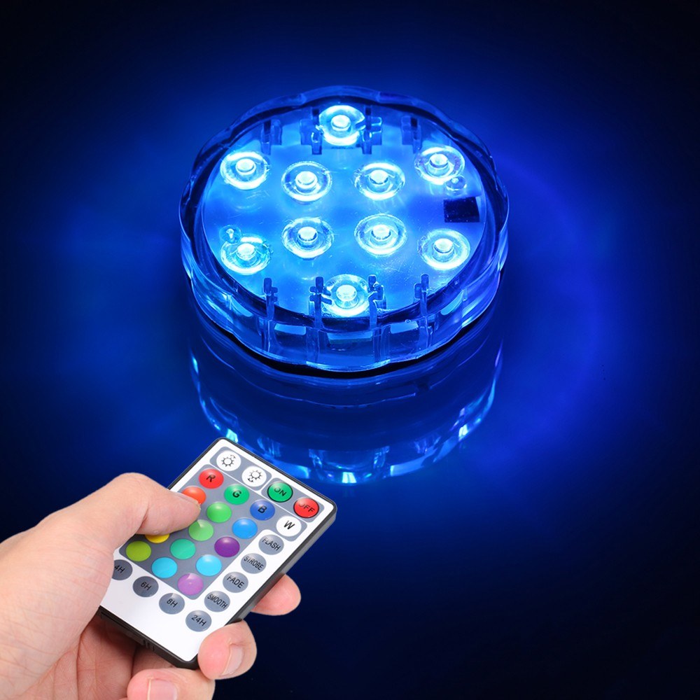 10 Led Remote Controlled RGB Submersible Light Battery Operated Underwater Remote Control Underwater Lamp