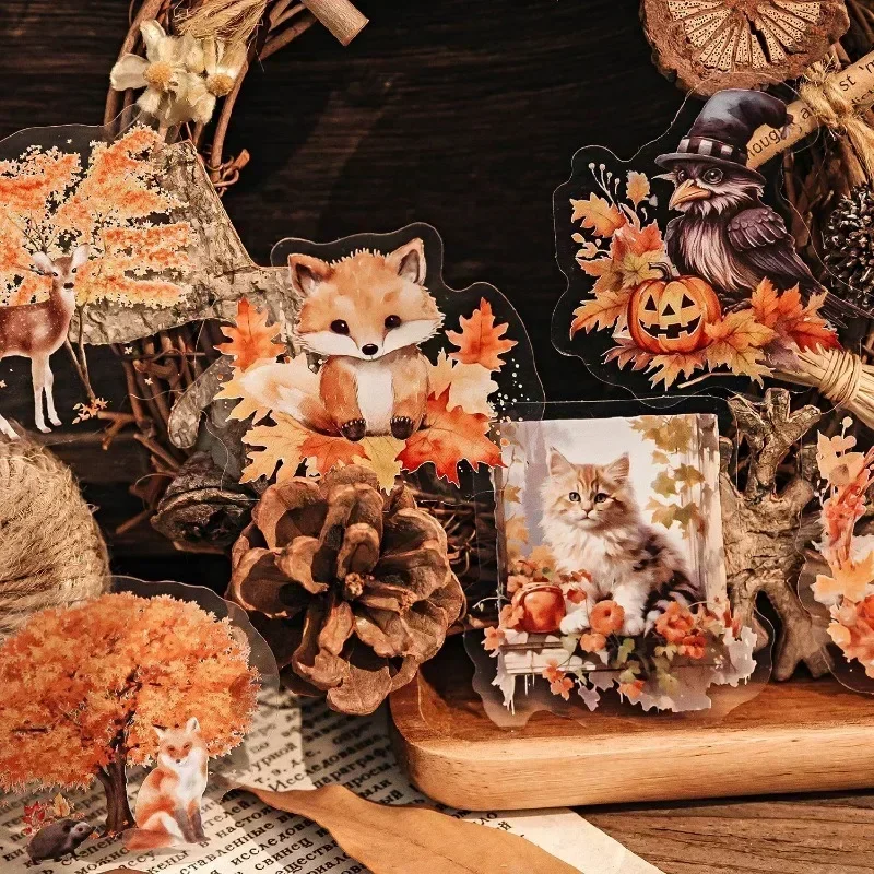 30Sheet Scrapbook Supplies PET Sticker Bag leaf Collage Story Retro DIY Decorative Handbook 110*78mm Materials Package