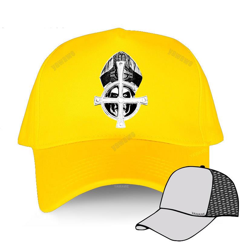 Baseball Caps Summer Casual Adjustable hat Ghost B.C. Heavy Metal Hard Rock Band Papa Emeritus cap summer brand hat: yellow mesh