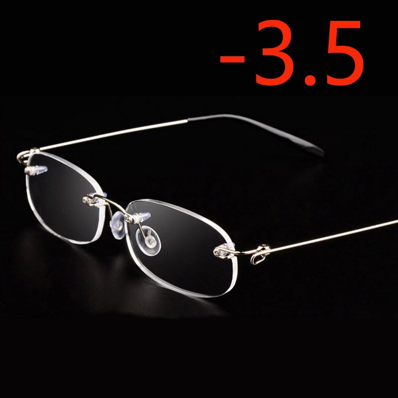 Kantfri metalramme nærsynede briller ultralette kortsigtede nærsynethed briller kvinder mænd  -1.0 -1.5 -2 -2.5 -3 -3.5 -4.0: Moypia 350