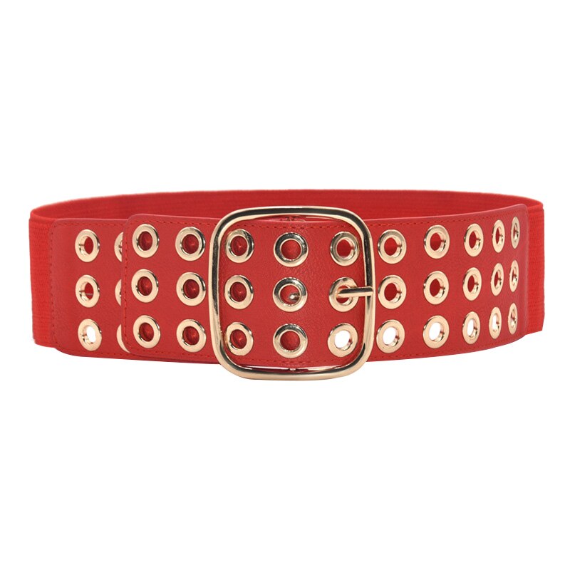 Cinturones elásticos de corsé con hebilla cuadrada para mujer, cinturones anchos para abrigo de vestido, pretina femenina que combina con todo: red