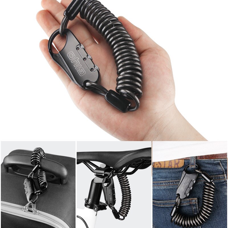 GIYO Mini Bicycle Lock 3 Digit Password Anti-theft Bike Lock Cycling Helmet Code Combination Security Cable lock Mini Cable Lock