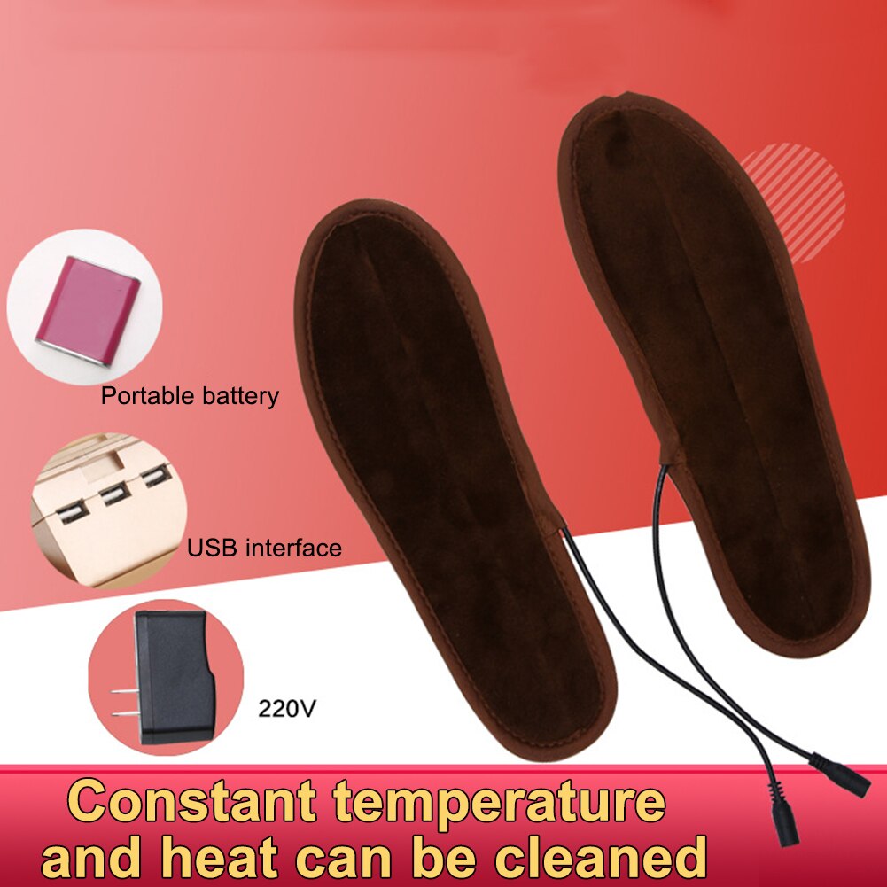 1 Paar Zachte Koude-Proof Usb Opladen Elektrische Verwarming Binnenzool Voet Warmer Pad