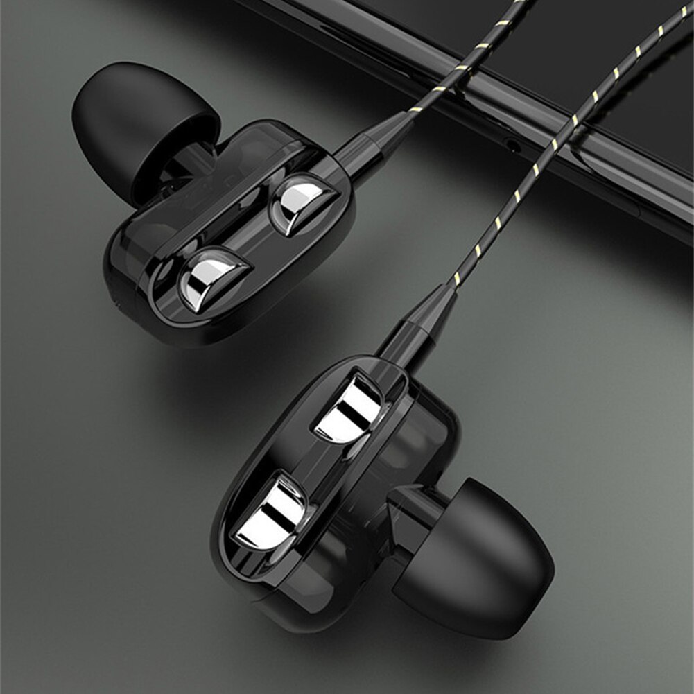 Hoge Bass Headsets Sport Oordopjes Dual Drive Stereo In-Ear Wired Oortelefoon Met Microfoon Computer Oordopjes Voor Mobiele Telefoon