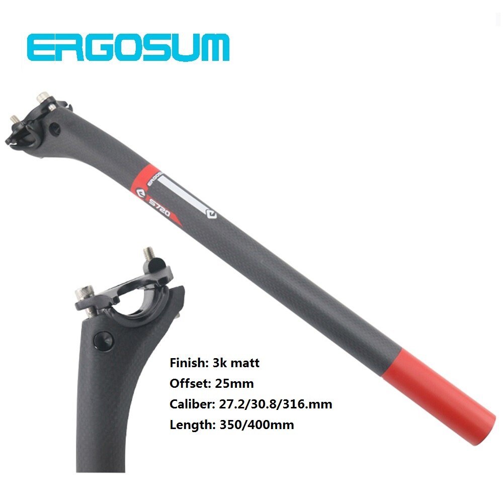 Ergosum  s720 fiets carbon zadelpen fiets carbon zadelpen buis zadelpen mtb 27.2/30.8/31.6mm*350/40mm fiets onderdelen