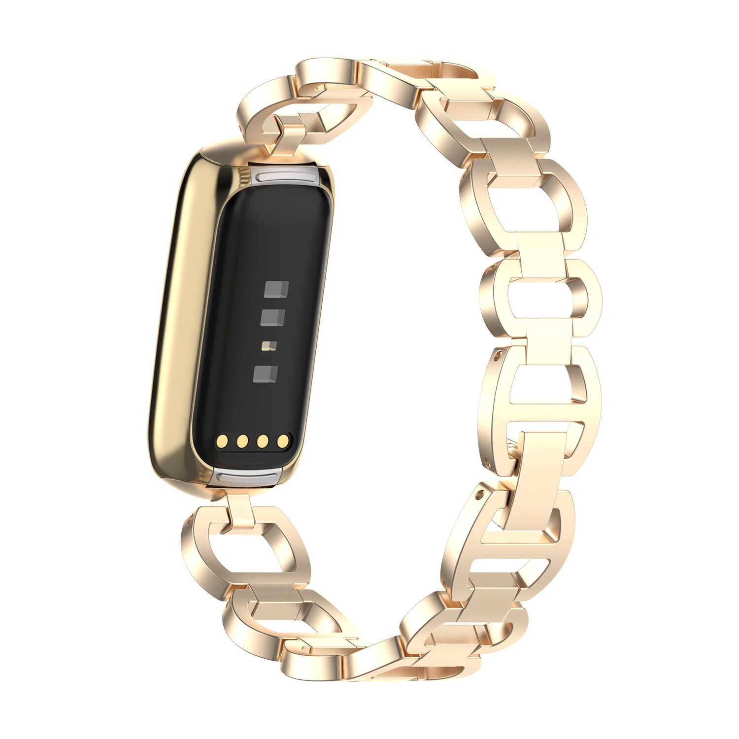 Fitbit-correas de reloj para mujer, pulsera deportiva de acero inoxidable, de Metal, joyería para Fitbit Luxe: champagne