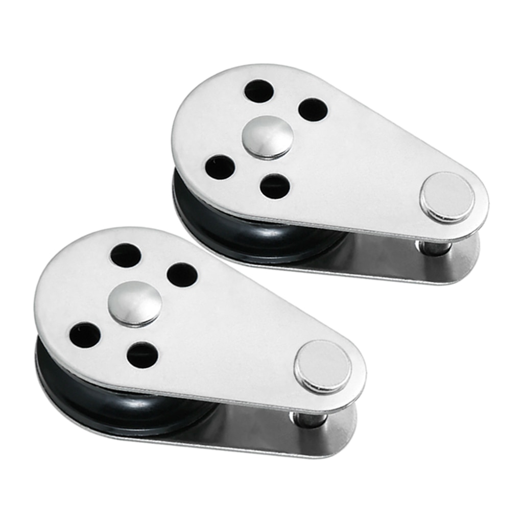 2pcs 316 Stainless Steel Wire Rope Crane Pulley Block - Boat Kayak Lifting Fixed Pulley Hanging Wire Towing Wheels