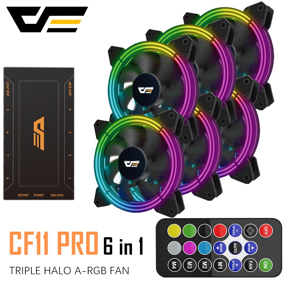 darkFlash CF11 PRO RGB Case Fan 120mm 3P-5v Aura Sync PC Case CPU Cooler Cooling Fan Quiet Remote Adjust Speed Computer Case Fan