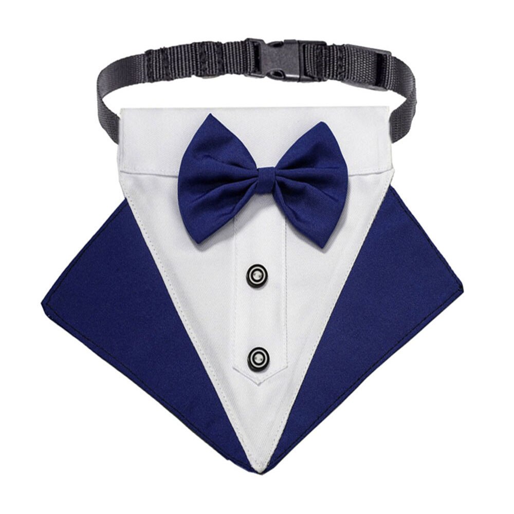Esmoquin Formal para perro, Bandana de boda con pajarita, ajustable, para cuello de Mascota, pañuelo para perros pequeños, medianos y grandes: Azul / M