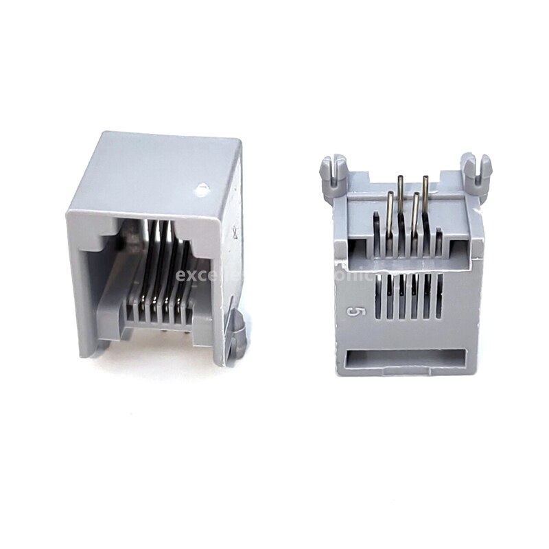 10pcs RJ11 Telephone Socket Gray 4P4C 6P4C 6P6C Plug Horizontal Right Angle 4P4C 4-pin Female Socket