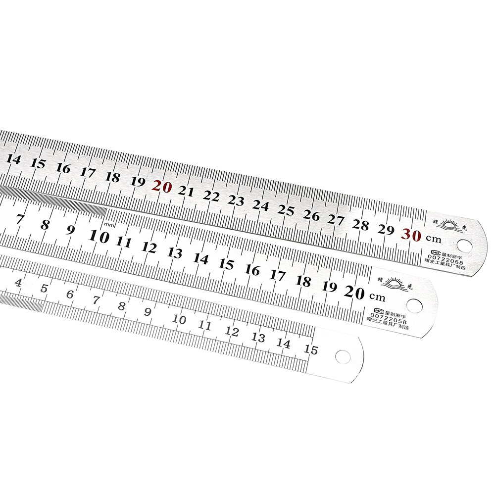 DIYWORK Metal Rule Gauging Tool Double Sided Measuring Tools Stainless Steel 15cm 20cm 30cm Precision Straight Ruler