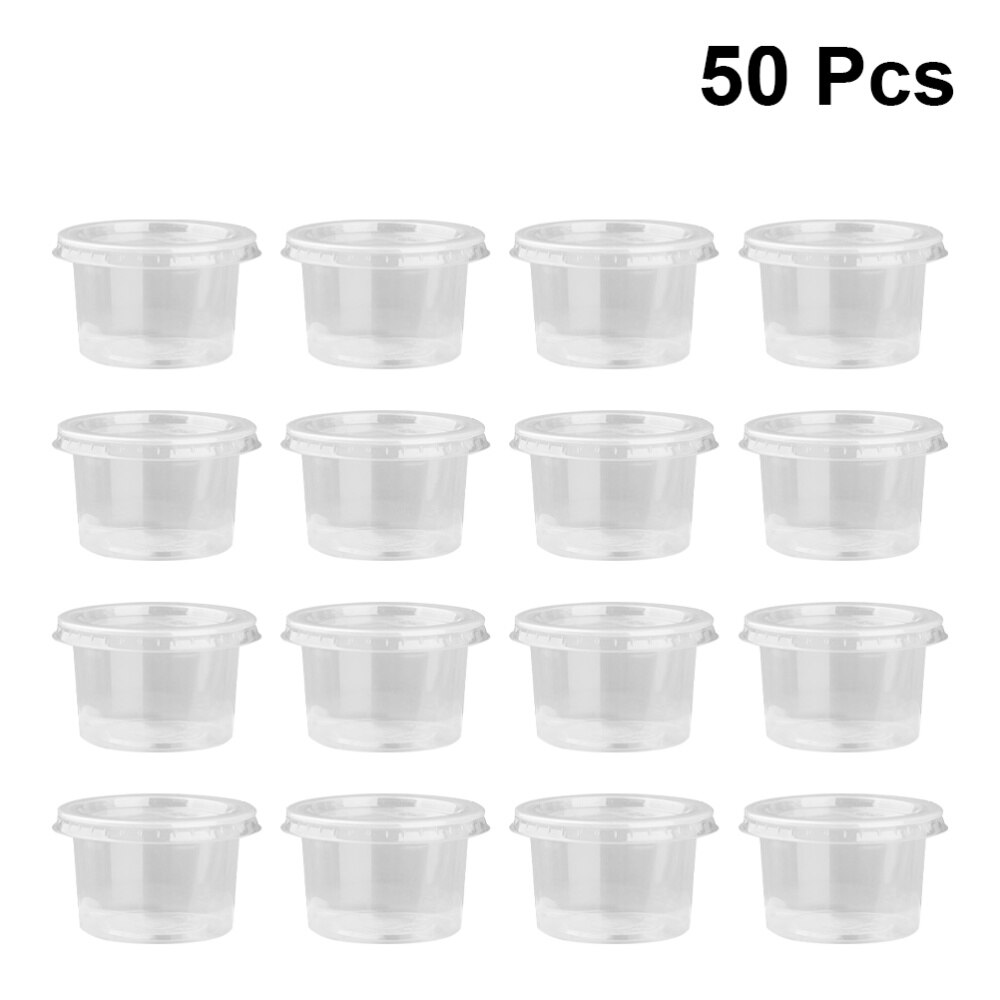 50 Stuks 140Ml Wegwerp Container Clear Portie Cups Kommen Met Deksels Voor Mousses Saus Gelei Yoghurt