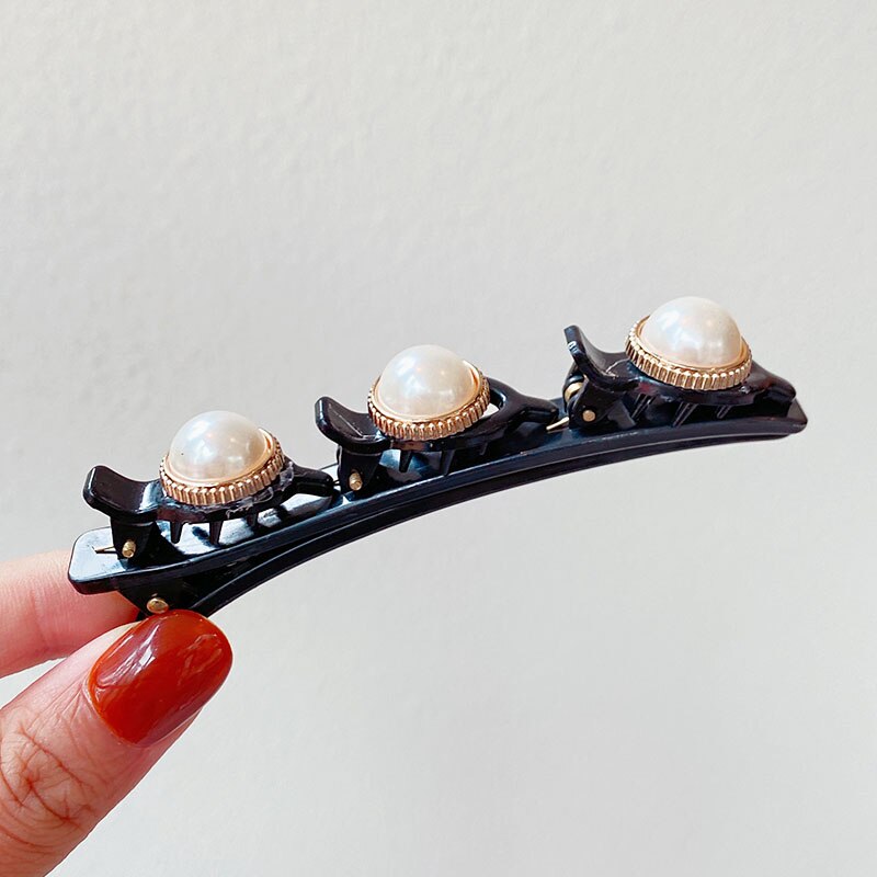 Horquillas trenzadas con perlas y flores para mujer, pinzas decorativas para el cabello, pasadores de sujeción, diadema, accesorios para el cabello: 3