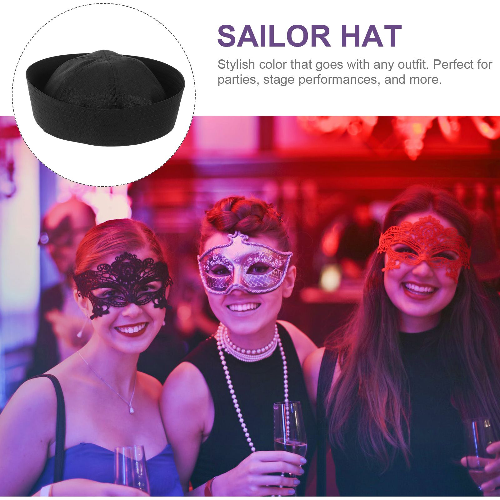 Chapeau de marin de Style marine pour spectacle sur scène, robe de soirée capitaine (noir), chapeaux pour femmes en Polyester