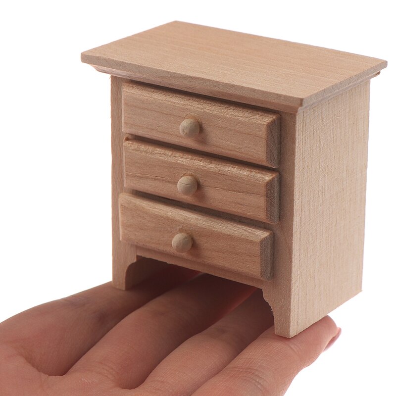 1/12 Dollhouse Miniatuur Houten Nachtkastje Model Meubels Accessoriesdiy Speelgoed Voor Baby