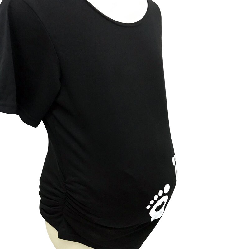 Gravidkläder sommar kortärmad t-shirt blus fotavtryck roliga damer graviditetstoppar t-shirt för gravida kvinnor: 3xl