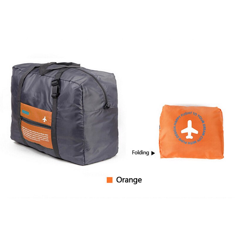 Vandtæt rejsetaske stor kapacitet taske kvinder nylon foldetaske unisex bagage rejse håndtasker: Orange