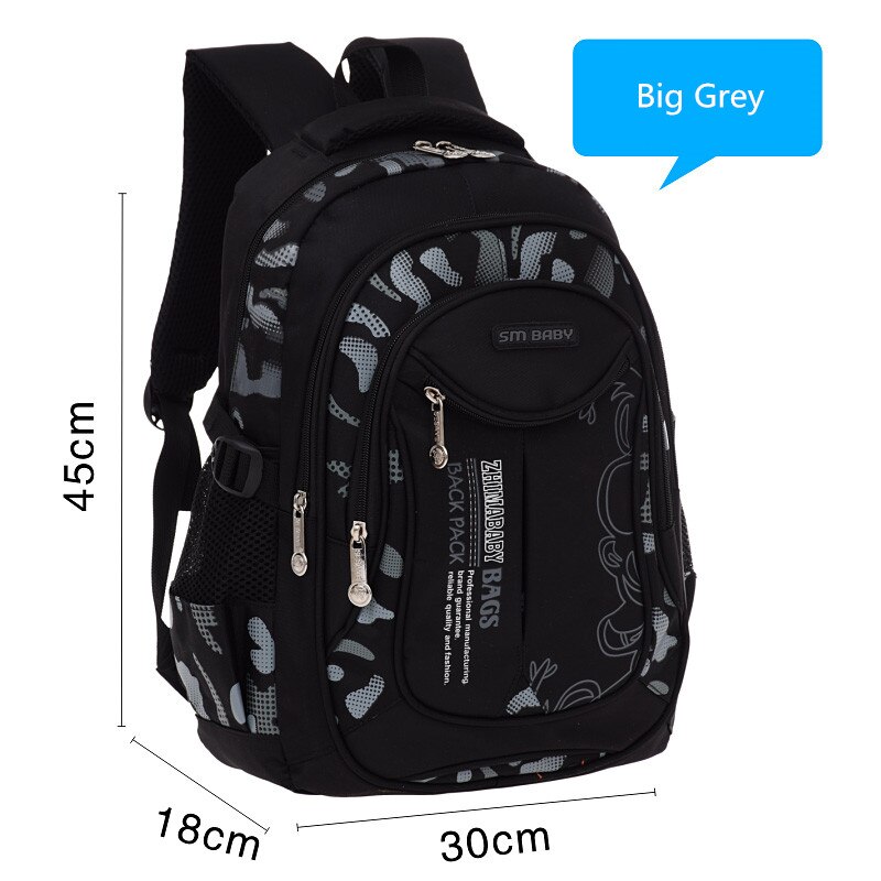 Skoletasker til drenge vandtæt skole rygsæk skoletaske billige rygsække til børn børn taske taske: Stor grå