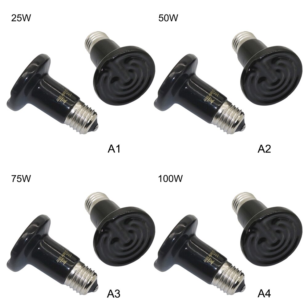 Huisdierverwarmingslamp infrarood zwarte keramische emitter warmtelamp lamp voor reptielen dieren verwarming broedmachine chocadeira keramische verwarming