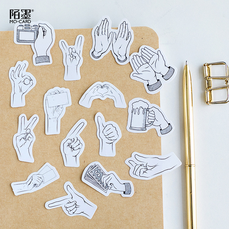 45 Pcs/lot Mini Black And White Gestures Sticker Decoration DIY Scrapbooking Sticker Stationery Kawaii Diary Label Sticker
