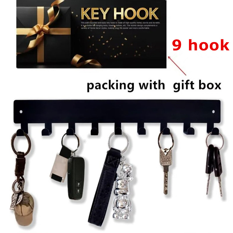 Portallaves de Metal, ganchos de pared para el hogar, organizador de puerta, entrada, pasillo, cocina, pared, decoración de dormitorio, estante con 7/9 ganchos: Verde claro
