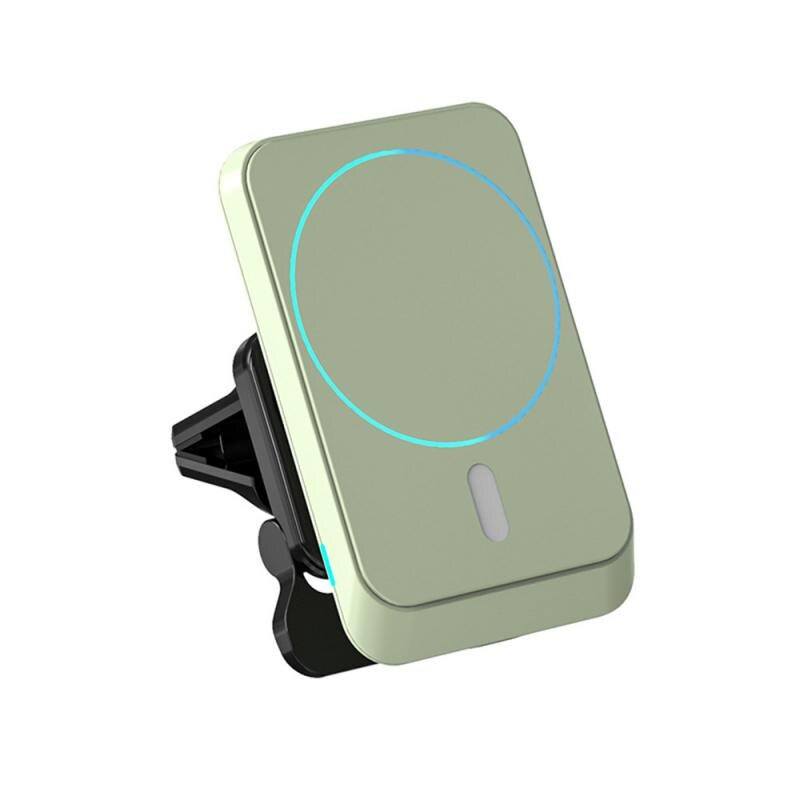 15W Wireless Charger Car Phone Holder Magnetic Wireless Car Charger Mount For IPhone 12 Pro Max Mini Magsafing Fast Charging: green