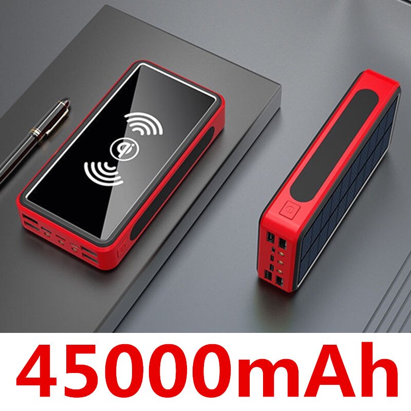 99000Mah Draadloze Oplader Power Bank Externe Batterij Draadloze Opladen Powerbank Voor IPhone11 X Xiaomi Power Bank: Red-45000mAh