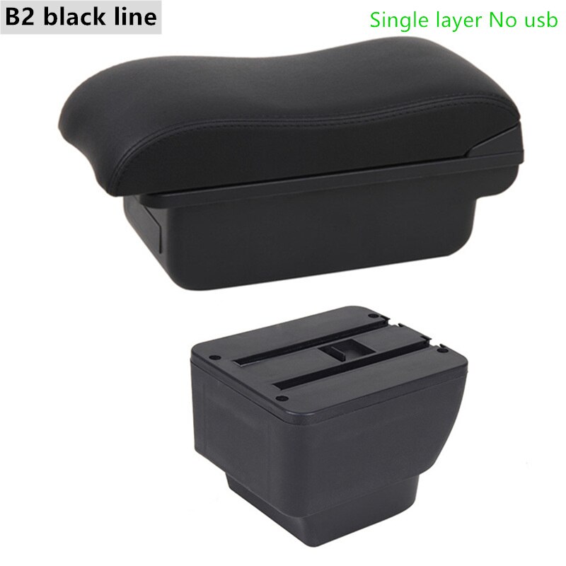 Armrest Box for Mazda 2 Leather Arm Rest Center Console Storage USB Car Accessory: B2 Black Line