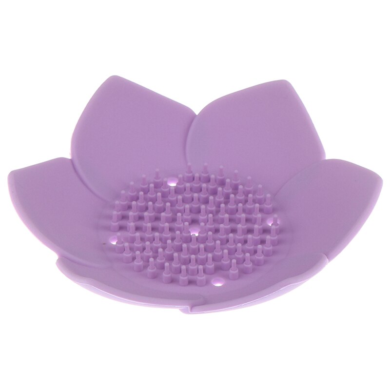 1 plato para escurrir jabón de silicona plato forma de loto Portable jabonera antideslizante bandeja de jabón Acc: Púrpura