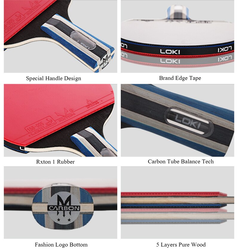 Loki 2 Star Table Tennis Racket Paddle 5 Wood Ping Pong Racket for Beginners Standardizing Maneuver