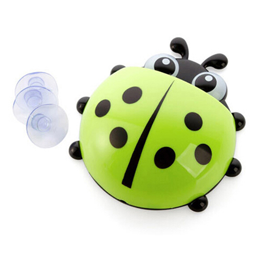 Novedad, ventosa de mariquita, soporte para cepillo dental infantil, ganchos de succión, cepillo de dientes, accesorios de baño de succión para pared