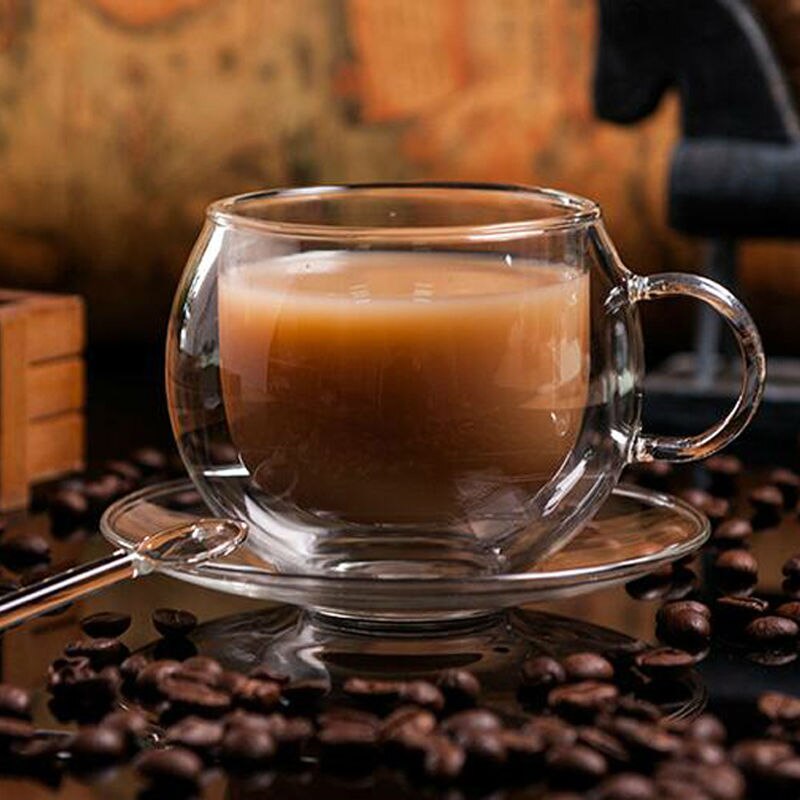 Tasses à café à double paroi avec cuillères et assiettes pour bureau, à la , de supérieure