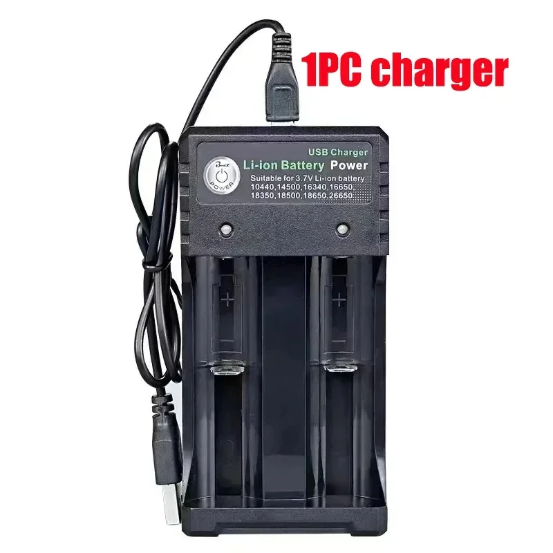 18650 Baterías de Litio Linterna 18650 Batería Recargable 3.7V 19800 Mah para Linterna + Cargador USB: Transparente
