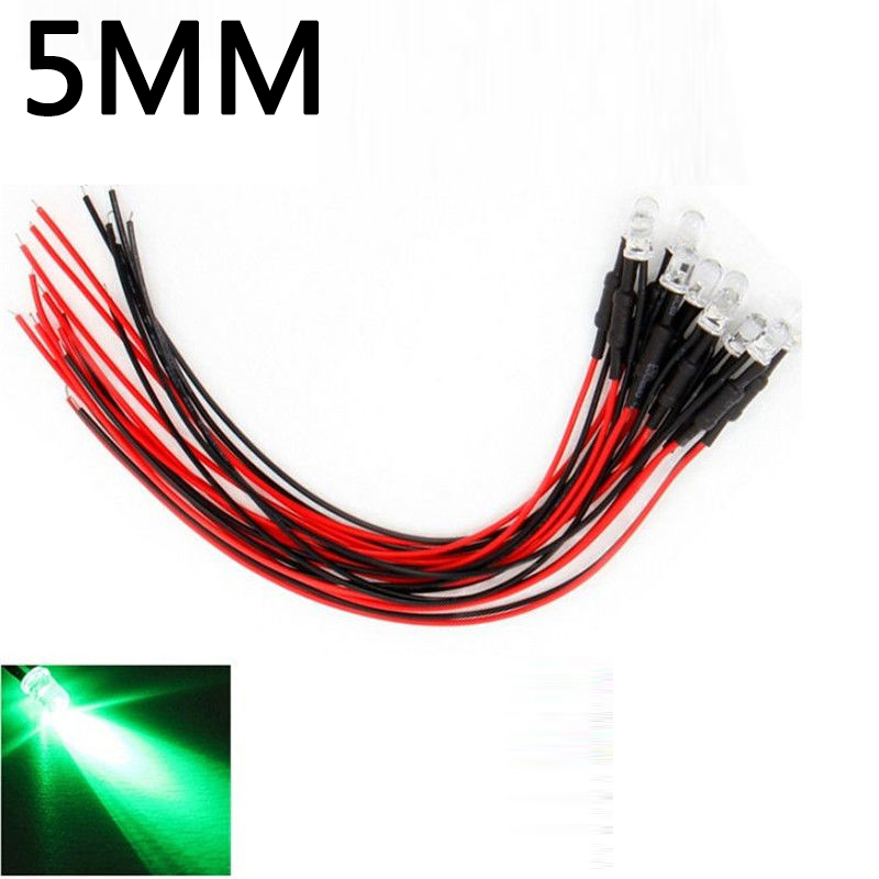Luces LED de 10 piezas para coche de control remoto, accesorio de 3mm/5mm, 12v para 1/10 RC Crawler Drift Car TRX4 Defender AXIAL SCX10 D90 1/14 Tamiya RC Truck Scania Actros Part: YELLOW
