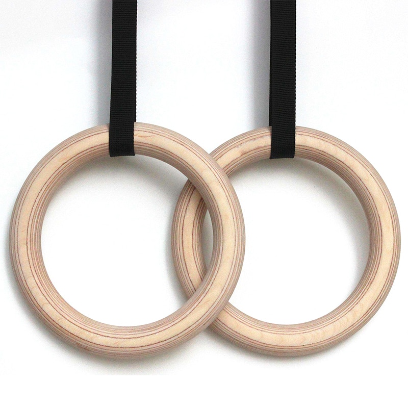 1 par træ 28mm trænings fitness gymnastik ringe gym træning crossfit pull ups muskel ups sport gymnastik ringe