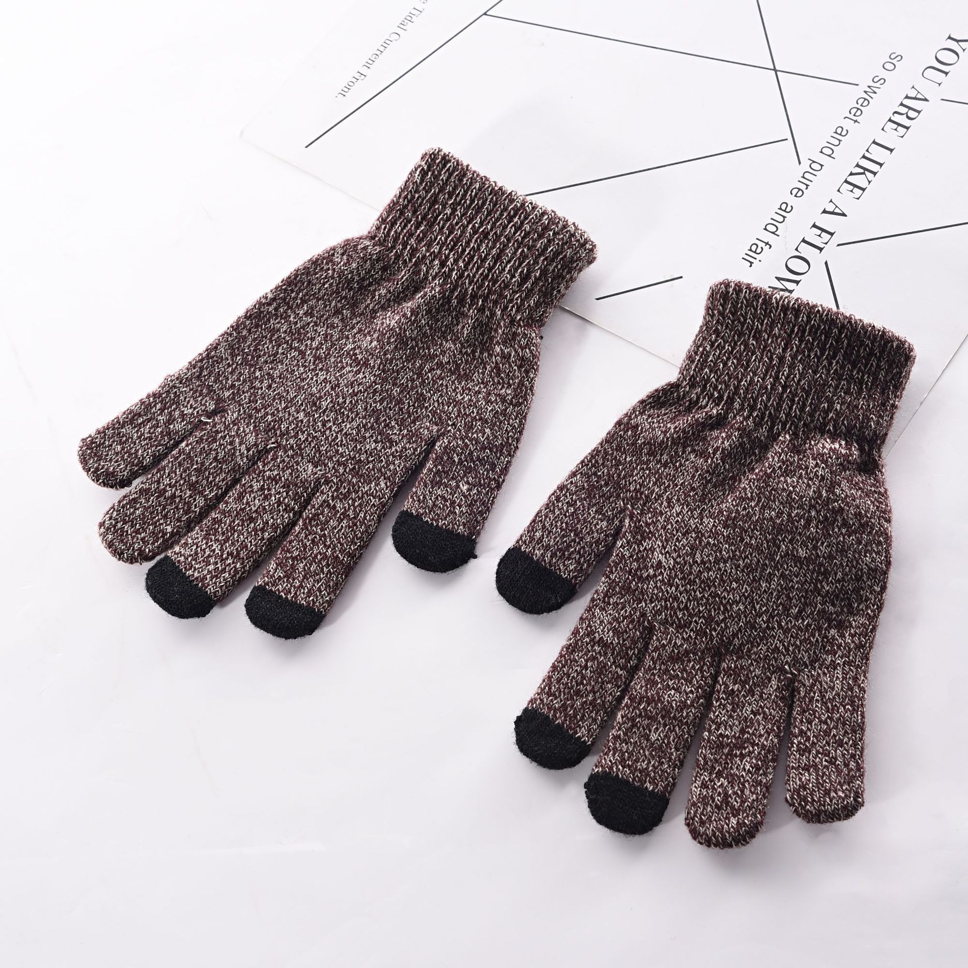Handschoenen Mannen Effen Eenvoudige Warme Winter Dikkere Volledige Vinger Zachte Trendy Dagelijks Outdoor Touchscreen Wanten Heren Leisure: 3