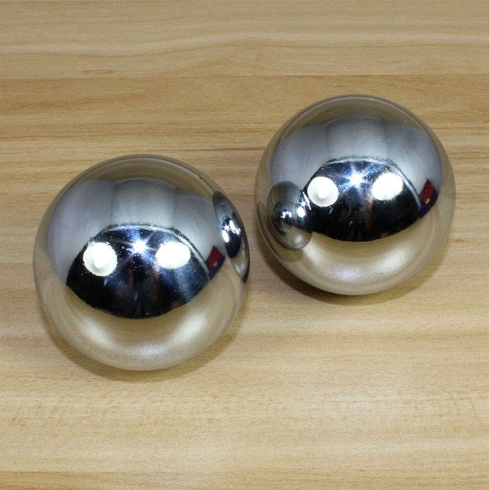 2pcs Health Care Hand Massage Portable Fitness Equipment Silver Durable Stress Relief Baoding Balls Strength Finger Exercise