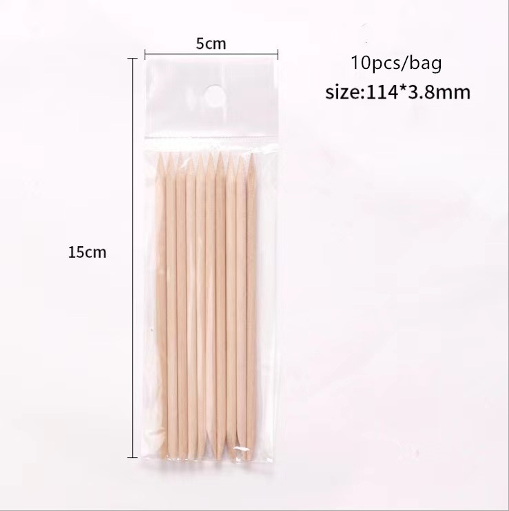 Palo de madera naranja para quitar cutículas, herramientas para manicura y pedicura, de doble cara, 50 unids/bolsa: 11.4cm 10pcs
