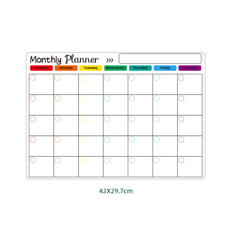 Planificador semanal mensual magnético, calendario, mesa, pizarra blanca de borrado en seco, pegatina para nevera, tablero de mensajes, menú: Azul