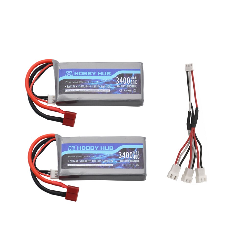 Batería Lipo de 7,4 v y 3400mah para Wltoys 12428 12423, vehículo RC de cuatro ruedas, coche de control remoto, batería de 1500mAH, 7,4 v, 03 Q39 Feiyue, pieza de cargador de control remoto: Púrpura
