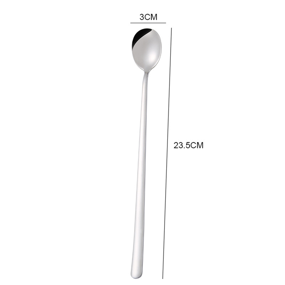 Nueva cuchara de mezcla de acero inoxidable colorido espejo Luz de mango largo té café cucharas lindo Bar cucharas comedor accesorios de cocina: 01