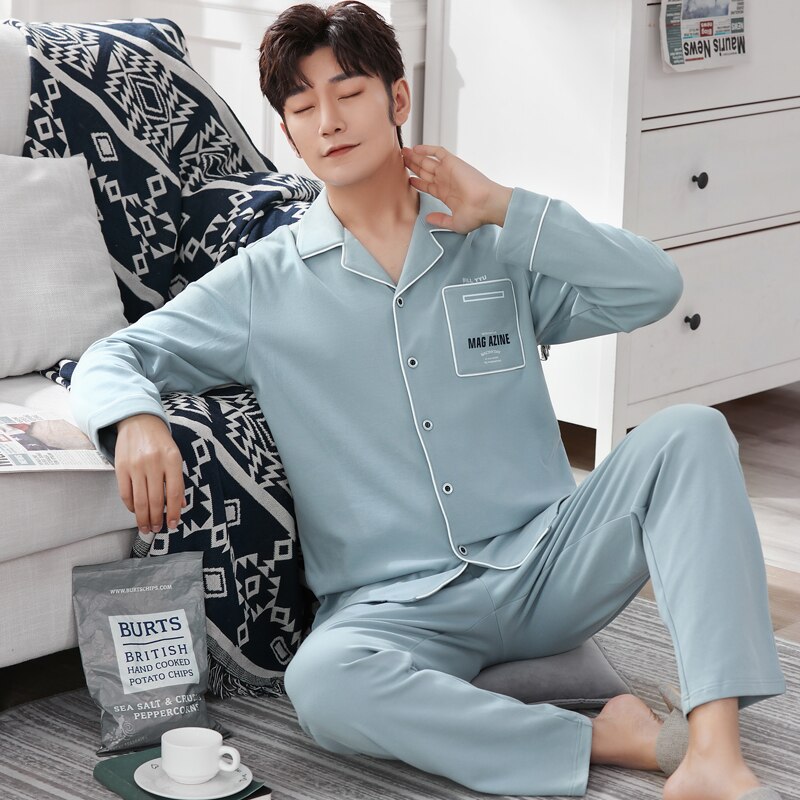 Prowow Winter Autumn Cotton Pajamas For Men Long Sleeve Comfortable Sleepwear Pijama Suit Male Lounge Wear Homewear Home Clothes